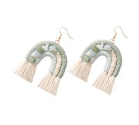 NOLITOY Pendientes Vintage de Borlas de Arcoíris Pendientes de Borlas Bohemios Colgantes para Mujer Flecos de Cristal y Cordon de Algodón para Fiesta de Verano y Vestido de Noche