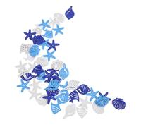 NOLITOY Piezas de Madera DIY Estilo Marino Mediterráneo Miniatura 50 Recortes Náuticos Pequeños en 3 Colores Adornos de Conchas Estrellas de Mar y Peces para Manualidades y Decoración