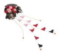 NOLITOY Pinza Cabello Estilo Abanico Japonés Negro con Borla Accesorio Artesanal para Bodas y Cosplay Pasador Floral Tradicional para Festivales y Peinados Hanfu