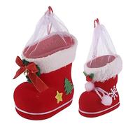 NOLITOY Porta Dulces Navideños Botas Papá Noel 2pcs Decoración Navidad Sorpresa Niños Ecológico