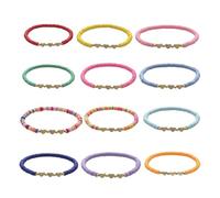 NOLITOY Pulsera Bohemia Apilable de Cuentas de Arcilla Elástica para Mujer, 12 Piezas Multicolor, Joyería de Muñeca para Playa y Uso Diario, Tamaño Ajustable