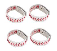 NOLITOY Pulsera Dijes de Pelota Deportiva, Ajustable y Trenzada en Pu E Hierro, 4 Piezas para Jugadores y Fanáticos del Béisbol, Diseño Conmemorativo Blanco