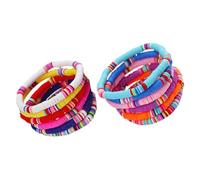 NOLITOY Pulsera Elástica para Mujer de Arcilla Polimérica 12 Piezas Multicolor Cuentas Redondas de 6 MM Diseño Bohemio y Ligera Adecuado para Decoración de Muñeca y Uso Veraniego