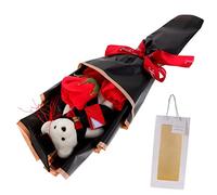NOLITOY Ramo De Flores De Jabón Aromáticas Con Oso De Graduación y Bolsa Bouquet De Rosas Artificiales Para Celebraciones y Especiales