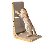 NOLITOY Rascador De Esquina para Gatos Vertical En Forma De l Madera con 2 Bolas De Plástico con Cascabeles para Interiores Gatos Pequeños Juguetes Domésticos