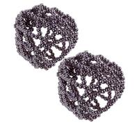 NOLITOY Redecilla de Moño para Ballet 2 Piezas Gris con Perlas Hechas a Mano y Gemas de Imitación, Malla Elástica Invisible para Mujer, Accesorio para Baile y Presentaciones