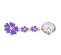 NOLITOY Reloj de Enfermera de Bolsillo Diseño de Cinco Corazones, Aleación de Zinc Resistente, Color Púrpura, Mini Reloj Colgante Decorativo para Mujer, Adecuado para Hospital y Uso