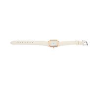 NOLITOY Reloj de Pulsera Casual para Mujer Esfera Cuadrada y Números | Correa Ajustable de Cuero Sintético, Detalles en Acero Inoxidable y Vidrio, Color Blanco, Uso Diario