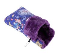 NOLITOY Saco de Dormir Cálido para Hámster, Nido de Algodón para Mascotas Pequeñas, Cama de Felpa Azul Diseño de Ciervo Tamaño M, Accesorio para Jaulas en Invierno