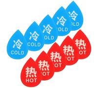 NOLITOY Señales Acrílicas para Grifos de Agua Caliente y Fría 12 Piezas Forma de Gota Autoadhesivas Indicadoras de Temperatura para Baño y Cocina en Hoteles y Restaurantes