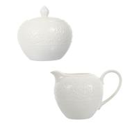 NOLITOY Set de 2 Piezas Azucarero y Jarra de Leche de Cerámica Blanca, Contenedor para Café y Azúcar, Adecuado para Uso Doméstico y Servicio en Cocina o Restaurante