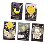 NOLITOY Set De 5 Broches De Esmalte Motivos De Tarot, Pins Resistentes Para Ropa, Sombreros y Bufandas, Accesorios Unisex Para Todas Las Edades