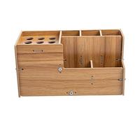 NOLITOY Soporte Organizador de Tijeras y Peines para Peluquería, Caja de Almacenamiento Antideslizante Mediana de Madera Nogal para Barbería y Uso Profesional