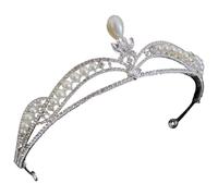 NOLITOY Tiara De Perlas Decoraciones De Boda Novia De Princesa Diadema De Perlas Women Vine Para Niñas Rosario Dama De Honor Fiesta Compromiso Banda Paseo Silver Pedrería