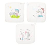 NOLITOY Toallas para Bebés 3 Pcs 30X30 CM de Algodón Suave Estampadas Paños Cuadrados Absorbentes para Saliva y Limpieza de Manos Ideales para Uso Diario y Viaje