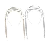 NOLITOY Tocado de Diadema con Gemas de Imitación 2 Unidades Tamaño Único Dorado y Plateado Accesorio Cabello de Boda Mujer Fiesta Elegante