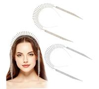 NOLITOY Tocado de Diosa Gemas de Imitación 2 Piezas Tamaño Único Borlas Elegantes para Mujeres Invitadas Boda y Fiesta Oro y Plata