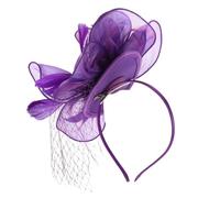 NOLITOY Tocado Fascinador Desmontable para Mujer Diadema y Pinza en Malla Flores y Plumas Moradas Accesorio Elegante para Fiesta de Té Banquete y Bodas Tocado para Ocasiones Obsequios