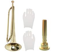 NOLITOY Trompeta de Estudiante Pequeña de Metal Boquilla Incluida y Guantes de Algodón Instrumento de Viento Educativo para Edad Preescolar Juguete Musical para Bandas Escolares y