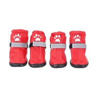 NOLITOY Zapatos Impermeables para Perros Pequeños 4 Piezas Bota Antideslizante de Silicona Roja para Lluvia Exteriores Protección Patas Mascotas