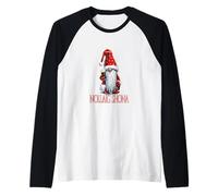 Nollaig Shona gnomo sosteniendo un Vaso de irlandés seco Stout Camiseta Manga Raglan