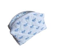 NOLOWY Lovely Bows - Bolsa de maquillaje de viaje, bolsa de aseo de gran capacidad, organizador de artículos de tocador de flores, bolsa acolchada para maquillaje