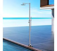 NOLUXA IMEX - Ducha Piscina Exterior Acero S.316 Agua Caliente Fría | Ducha Empotrada Suelo para Jardín, Piscina y Terraza con Alcachofa y Rociador | Grifería Monomando con Doble Entrada