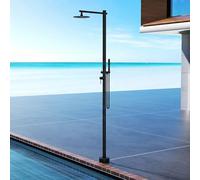 NOLUXA IMEX - Ducha Piscina Exterior Acero S.316 Agua Caliente Fría Negro Mate | Ducha Empotrada Suelo para Jardín, Piscina y Terraza con Alcachofa y Rociador | Grifería Monomando con Doble Entrada