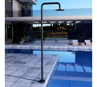 NOLUXA IMEX - Ducha Piscina Exterior Acero S.316 Negro Mate | Ducha Empotrada Suelo para Jardín, Piscina y Terraza | Grifería 1 vía (Agua Fría) con Rociador y Tratamiento Anticorrosión | Serie Oregón