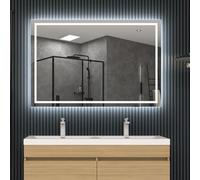 NOLUXA LEDIMEX - Espejo Retroiluminado Baño 100x80cm | Espejo Rectangular con Luz LED y Antivaho | Espejo Cuarto de Baño con Luz Integrada Frontal Fría 6500k y Sensor ON/Off