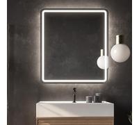 NOLUXA LEDIMEX - Espejo Retroiluminado Baño 70x80cm | Espejo Rectangular con Luz LED Fría 6500k | Espejo Cuarto de Baño con Luz Integrada Sin Marco y Cantos Redondeados para Mueble