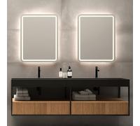NOLUXA LEDIMEX - Espejo Retroiluminado Baño 80x80cm | Espejo Cuadrado con Luz LED y Antivaho | Espejo Cuarto de Baño con Luz Integrada Frontal Fría 6500k y Sensor ON/Off sin Marco