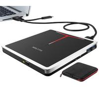 NOLYTH Grabadora CD/DVD Externa USB 3.0/USB-C,Portátil Unidad de CD/DVD +/- RW Externa con Puerto USB de Ranura SD TF,Unidad óptica CD DVD Quemador para Laptop MacBook Mac Desktop Windows
