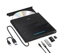 NOLYTH Reproductor de CD y DVD usb 3.0/usb-c para laptop, Mac, PC, Windows 11/10, MacBook Air/Pro con puertos SD/TF/Audio, lectura de alta velocidad, Plug & Play