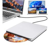 NOLYTH Unidad externa de CD y DVD para laptop: lector portátil USB C de CD/DVD para Mac PC Windows 11 con adaptador USB 3.0 de aleación de aluminio, ranura SuperDrive para Apple