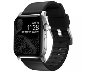 Nomad Active Leather Band Pro Black Connectr Silver 42/44/45mm - NM1A41SNW0
