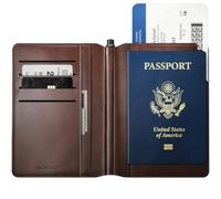 Nomad Leather Passport Wallet Pen Edition | Cartera de Viaje de Piel auténtica para Guardar Dinero, Tarjetas bancarias y Pasaporte | Soporte magnético para bolígrafo | pestaña de Acceso para Tarjetas