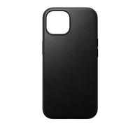 Nomad Funda de piel moderna para iPhone 15, compatible con MagSafe y funda de carga inalámbrica, bordes elevados de 360° y protección contra caídas, color negro