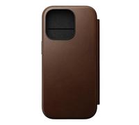 NOMAD - Funda tipo cartera de piel moderna - iPhone 16 Pro | Cuero marrón