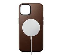 Nomad Goods Nomad - Funda de piel moderna para iPhone 14, funda rústica de cuero marrón con bordes elevados de 360°, protección contra caídas de 10 pies, carga inalámbrica y segura