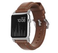 Nomad traditional leather strap Apple Watch 42mm / 44mm / 45mm / 49mm bruin / zilver - NM1A4RST00