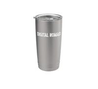 Nómada digital trabajando en varios lugares Internet pasión por los viajes Vaso térmico de acero inoxidable de doble pared