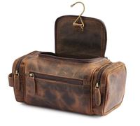 NomadCraftsCo. Neceser colgante de cuero de tamaño mediano para hombres y mujeres, bolsa de viaje de cuero de primera calidad, kit de viaje para viajes, bolsa de cuero, bolsa de aseo para hombre para