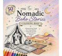 Nomadic Boho Stories Coloring Book: A Relaxing Journey Through Desert Camps, Bohemian Caravan Life, Cozy Tents, and Peaceful Nomadic Adventures (Boho Serenity Coloring Book Collection)