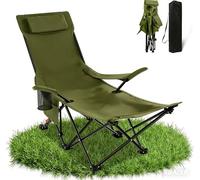 NomadNomics Silla Plegable Camping con Reposabrazos Portavasos y Funda con Asas, sillas Plegables Camping con reposapiés Tela Oxford y Estructura de Acero,Ideal para Playa, Camping y Pesca, 166x84x47