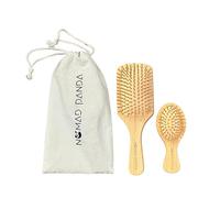 NomadPanda Set cepillo pelo de bambú natural, cepillo de pelo de bambú estándar y cepillo de viaje. Kit de cepillo cerdas naturales sostenible, biodegradable. Escova cabelo. Hair brush.