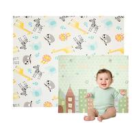 Nomady Kids - Alfombra de juego Plegable, Acolchada y Reversible (200x180cm) - Colchoneta para Bebes y Niños (Animales y Edificios)