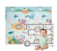 Nomady Kids - Alfombra de juego Plegable, Acolchada y Reversible (200x180cm) - Colchoneta para Bebes y Niños (Mar y Ciudad)