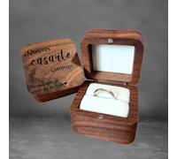 Nomart Caja Anillo Compromiso Personalizada de Madera, para Pedir Matrimonio y Mano, Pedida Original, Estuche