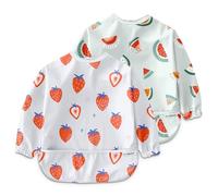 Nombear Baberos Bebé Impermeables con Mangas - Babero con Mangas Impermeable para BLW, desde 6 Meses, Fácil de Limpiar y de Secado Rápido